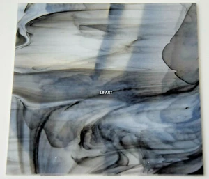 3100.00 CLEAR, WHITE BLACK GRAFFITI 5" x 5" BULLSEYE 3mm THICK GLASS 90 COE - Bild 1 von 6
