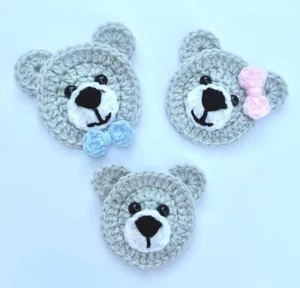 CROCHET Teddy Applique x 3, Embellishment, Motif, Crafts, Crochet, Knitting - Picture 1 of 2