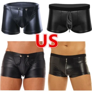 Men's Faux Leather Harness Wetlook Underwear Clubwear Thong Buckled Pouch - Picture 1 of 28