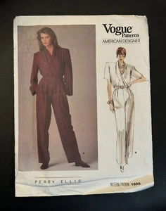 Vogue Pattern 1605 Designer Perry Ellis Jumpsuit Pantsuit Womens Size 14 UNCUT - Picture 1 of 4