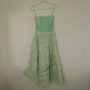 Carolina Herrera Dress Womens 6 Green Silk Organza Layered Midi Side Slit Gown - Picture 1 of 23