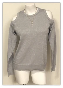 NWT WOMEN'S MICHAEL KORS GRAY COLD SHOULDER CREW NECK SWEATER LARGE MSRP $98.00 - Picture 1 of 5