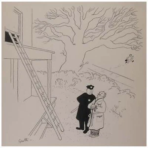 Garth Williams / Dibujos animados originales inéditos del New Yorker Goodness Me firmados 1946 - Imagen 1 de 2
