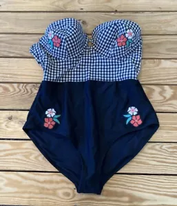 Topshop Women’s Strapless one piece swimsuit size 12 Black M1 - Picture 1 of 7