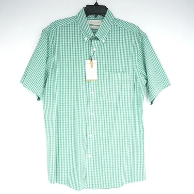 Roundtree & Yorke Gold Label Men's Shirt L SLIM FIT Green White Blue Check NWT - Image 1 of 4