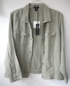 JONES NEW YORK Womans 2X lightweight Linen Jacket Weathered Sage Green NWT - Picture 1 of 10