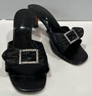 Brighton Patti 75 Black Patent Top Grain Leather Slip On Shoes Heel Buckle