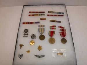 Vintage WW2 US Military Campaign Service Medal Ribbon Bars, Pins, Metals. - Picture 1 of 17