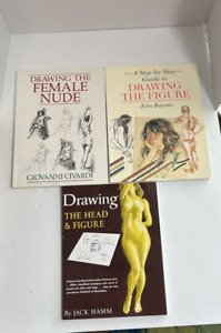Drawing Books Lot of 3 Female Nude, Head & Figure Vintage Paperback