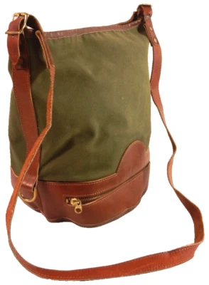 Bolso Mensajero de Pesca Vintage Orvis Battenkill Verde Lona Cuero Fondo Foto 1 de 4