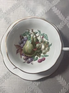 Vintage Rosina Tea Cup and Saucer - Fruit Motif Wide Rim - Bild 1 von 9