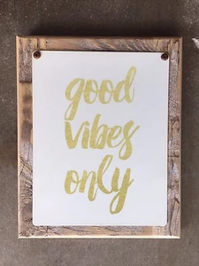 Good Vibes Only Framed Metal Sign Motivational Inspirational Poster Home Decor - Picture 1 of 3