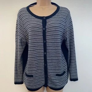 White Stuff Cardigan Sz 16 Black Mx Cotton Blend Casual Knitwear Button Women - Picture 1 of 10