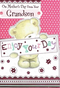 TARJETA DEL DÍA DE LA MADRE De Tu NIETO - Calidad Día de la Madre Lindo Diseño de Oso - Imagen 1 de 3