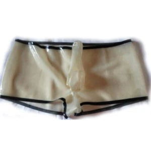Men's Transparent Latex Shorts Rubber Sexy Catsuits Bodysuits Tight Underwear-zx - Picture 1 of 4