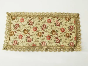 ELITE kleines Brokat Deckchen rechteckig Blumenmuster beige grün rosa 18 x 34 cm - Bild 1 von 3