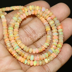 Rondelle facetado ópalo etíope natural AAA cuentas de piedras preciosas de 3-5 mm de 17 pulgadas de largo - Imagen 1 de 2
