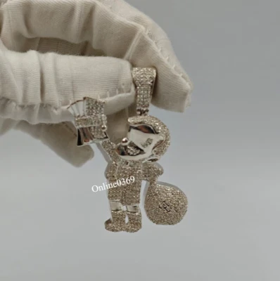 Colgante con dije de personaje Doughboy de diamantes reales Busto Down I2 para hombre de plata 925 Foto 1 de 4