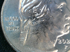 2023p Bessie Coleman Quarter with strike thru and feeder finger marks