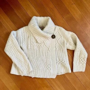 Blarney Country Heritage Cream Cable-knit Wool Sweater, Size Large - Picture 1 of 5