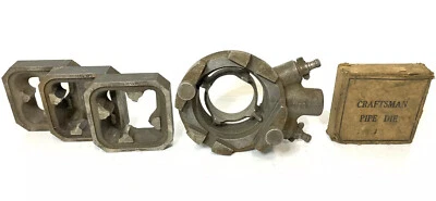 Vintage Craftsman Reed MFG No. 84 NPT Ratchet Pipe Threader 4" (4) Die Set Pat. - Image 1 of 4