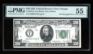 DBR 1928 $20 FRN Chicago Numeral Fr. 2050-G PMG 55 Serial G06057742A - Picture 1 of 2