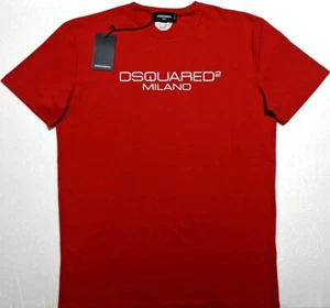 DSQUARED2 MENS RED COTTON SLIM FIT T-SHIRT SIZE 2XL - Picture 1 of 7