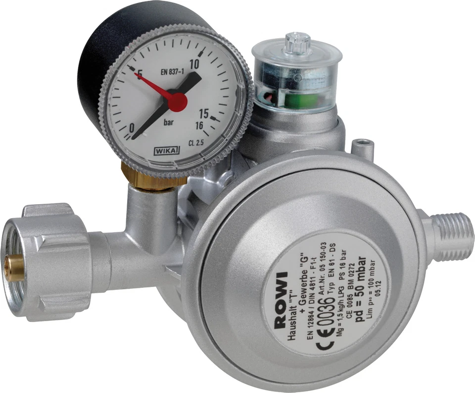 ROWI Gas Druckregler HDG 1 D Druckminderer Druck Regler für Heizöfen Kamin Ofen - Bild 1 von 1