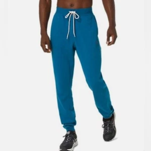 Asics men's Sunday sans fleece jogger sweatpants drawstring pockets teal 3XL - Picture 1 of 8