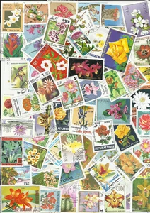 Thème FLEURS 100 Timbres différents - Photo 1/1