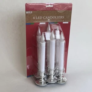 6 LED Candoliers Candle Battery Operated Warm LED White & Silver Built In Timer - Picture 1 of 6