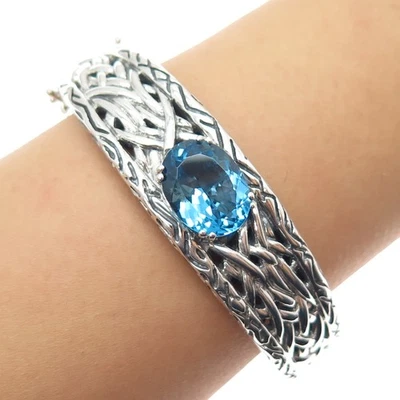 Brazalete Brazalete Laguna Topacio Azul Real Plata Esterlina 925 EFFY 7" Foto 1 de 4