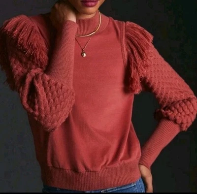 Suéter Anthropologie DOLAN Med Flecos Manga Burbuja Rosa Costa Izquierda Colección Foto 1 de 4