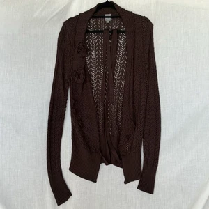 BONA DEA Brown Wool Blend Knit Cardigan XS – Floral Rosettes - Bild 1 von 10