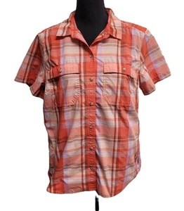 Top Eddie Bauer con botones (L) multicolor bolsillos a cuadros manga corta cónico - Imagen 1 de 6