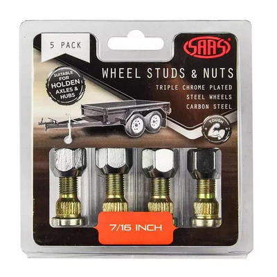 Genuine SAAS TWS16105 Trailer Wheel Studs and Nuts 7/16 5 Pack - Image 1 of 4