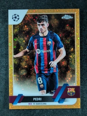 2022-23 Topps Chrome UEFA PEDRI 25/50 Gold Mini-Diamond Refractor SP #136 - Image 1 of 3