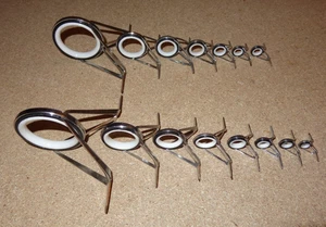Two New Sets of SCG Vintage Chrome White Ceramic Fishing Spinning Rod Guides - Picture 1 of 3