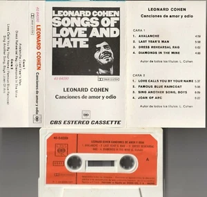 LEONARD COHEN Canciones de amor y odio RARE CASSETTE SPAIN EDIT - Imagen 1 de 1
