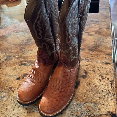 Ariat Women’s Butterscotch Leather Round Toe Cowboy Western Boots Size 9 Ostrich - Image 1 of 4