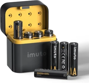 imuto AA Rechargeable Lithium Batteries of 8, 1600 Long Cycles,3000mAh High C - Picture 1 of 8
