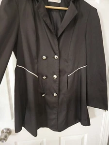 Korean Women Trench Ladies "What Am I" Blk Lightweight. French Pleat Shoulder XL - Picture 1 of 9