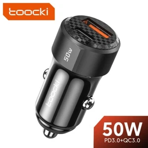 Toocki USB C 50W Auto USB Ladegerät USB Typ C Mini Quick Fast Charging SCHWARZ IRL - Bild 1 von 1