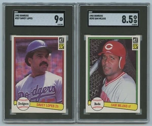 1982 Donruss #327 Davey Lopes SGC 9 MINT and #295 Sam Mejias SGC 8.5 NM-MT+ - Picture 1 of 2