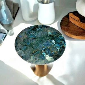 Elegance Round Labradorite Coffee Table Top Natural Crystal Gemstone Console - Picture 1 of 5