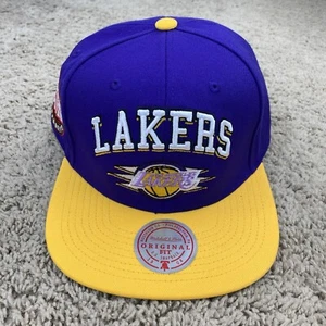 LA Lakers Hat Mitchell & Ness Snapback Purple Gold Arch Block Diamond Patch Cap - Picture 1 of 8