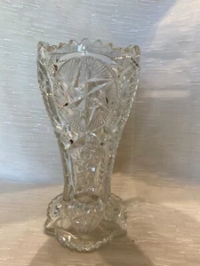 Vintage L. E. Smith Nortec Ohio Star Clear Carnival Glass Vase 9" - Picture 1 of 3