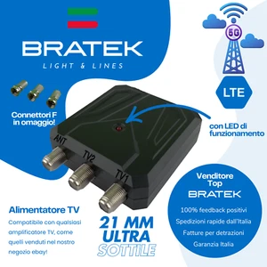 Alimentatore Antenna TV Per Amplificatore Digitale Terrestre 2 Uscite 12V SLIM - Picture 1 of 5