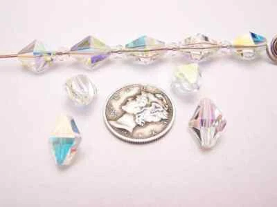 Crystal AB (11x8.8 & 13x10.5mm) Rare Vintage Swarovski Art 5121 Crystal Beads - Image 1 of 4