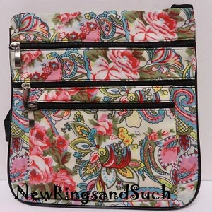 Simply Flat Beige Paisley Messenger Crossbody bag purse 10"x10" - Picture 1 of 4